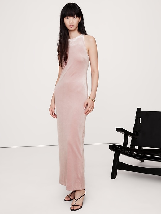 Stretch-Satin Column Maxi Dress
