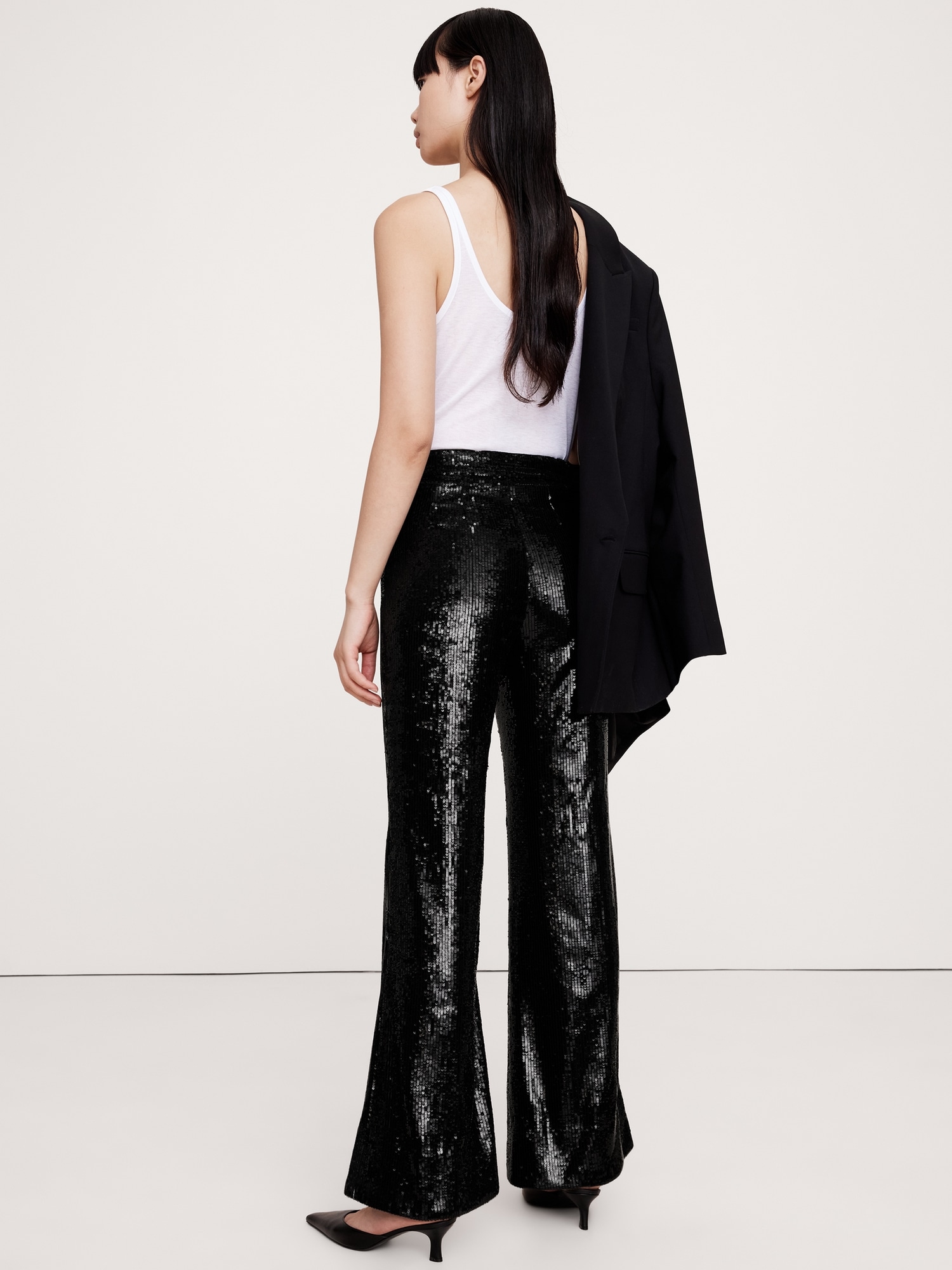 High-Rise Wide-Leg Sequin Pant