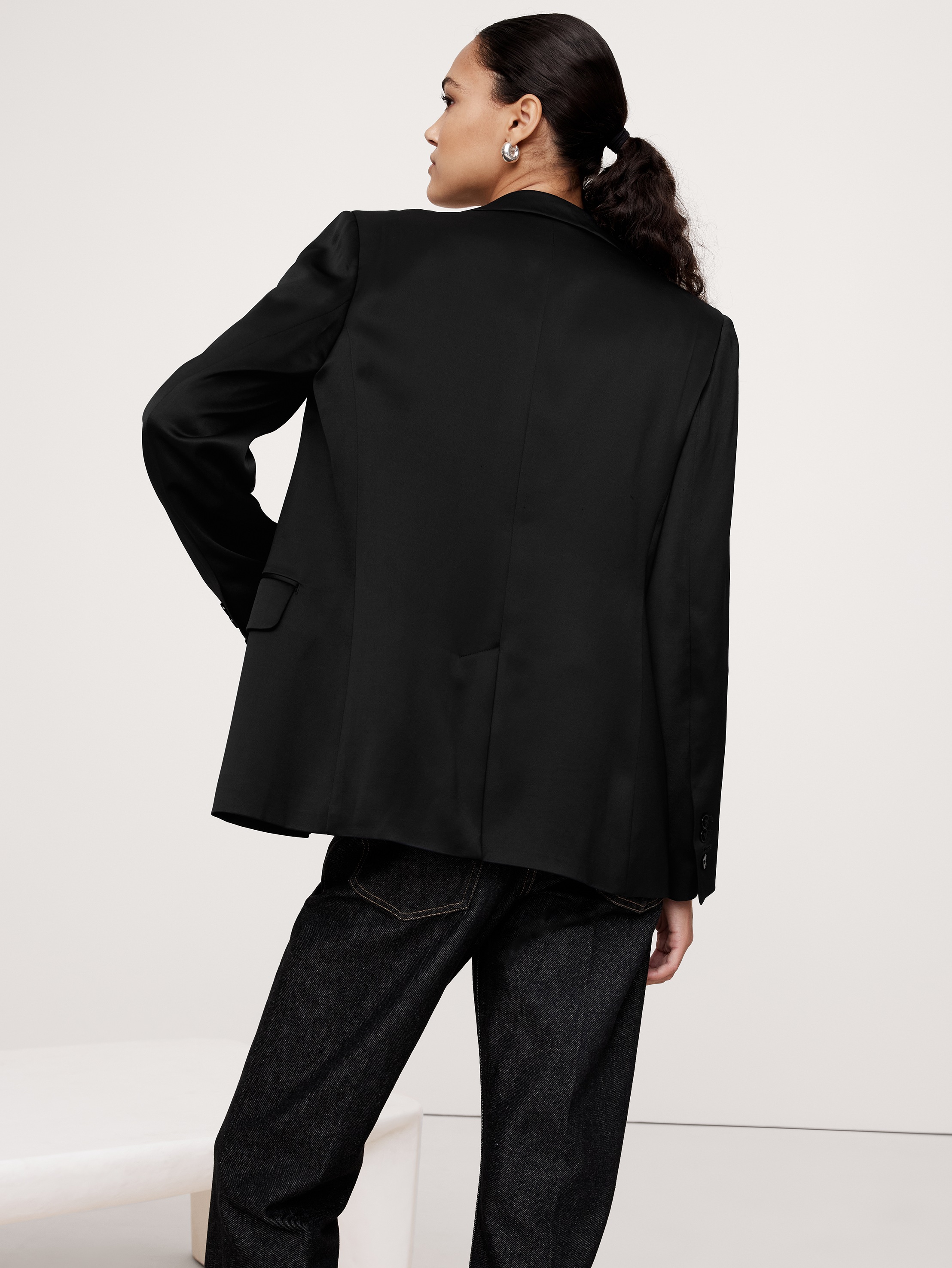 ジャケット PLAIN SATIN DOUBLE VREASTED BLAZER (3687BR4331 NOTTEAC) Satin Double-Breasted Blazer | Banana Republic Factory