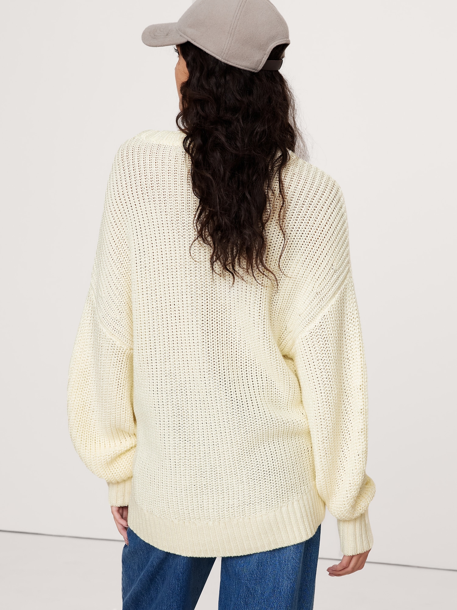 Oversized Crew-Neck Cotton Sweater