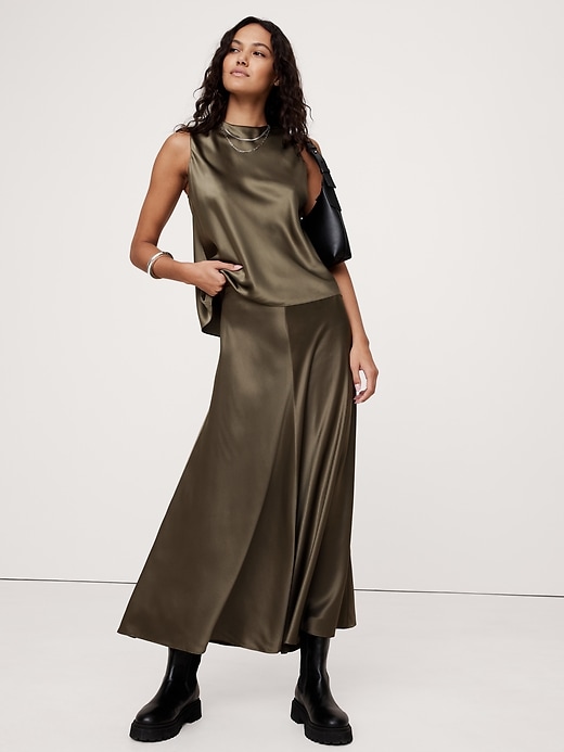 Bias-Cut Silk Midi Skirt | Banana Republic