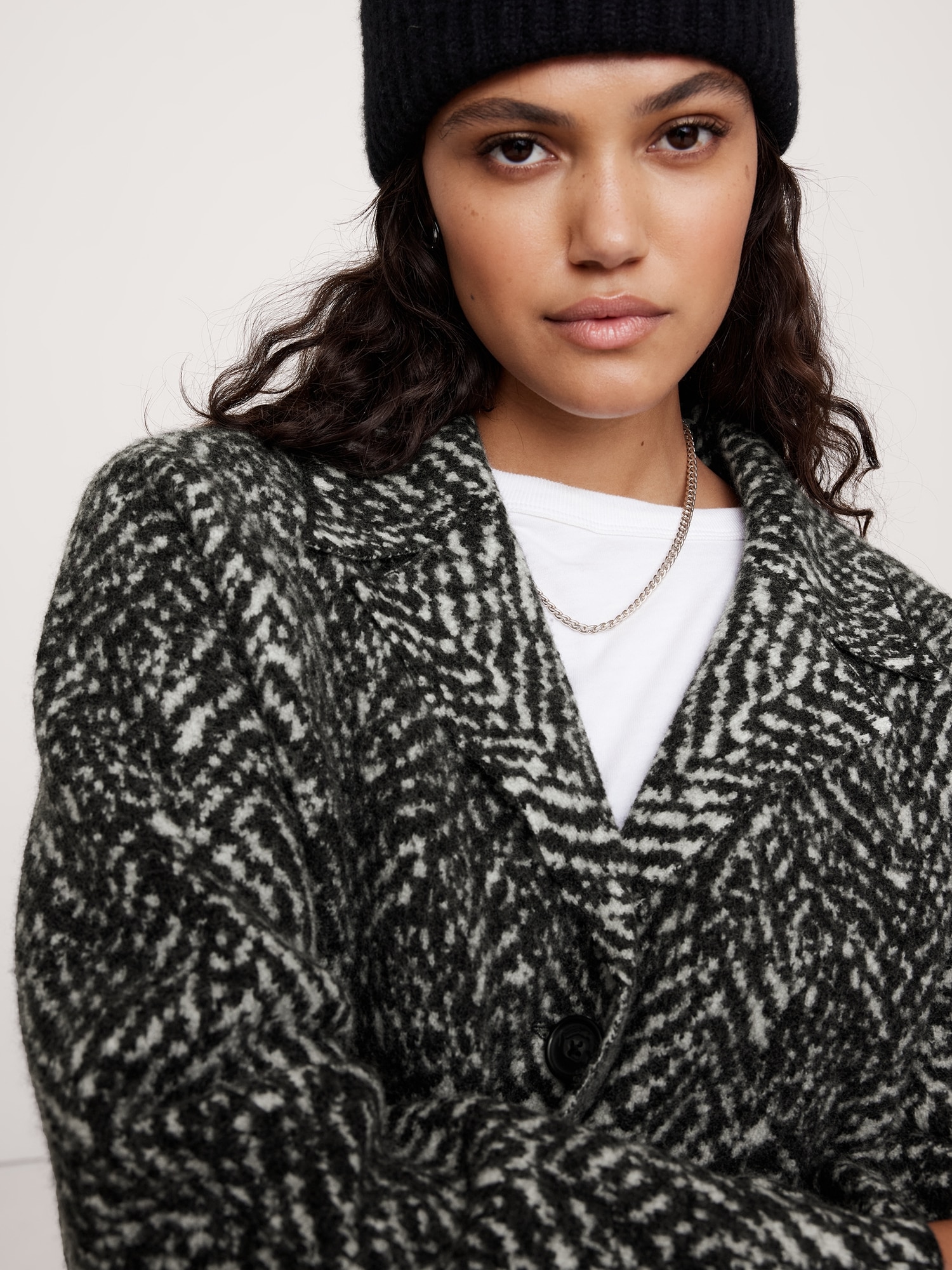 Oversized Merino Jacquard Coatigan