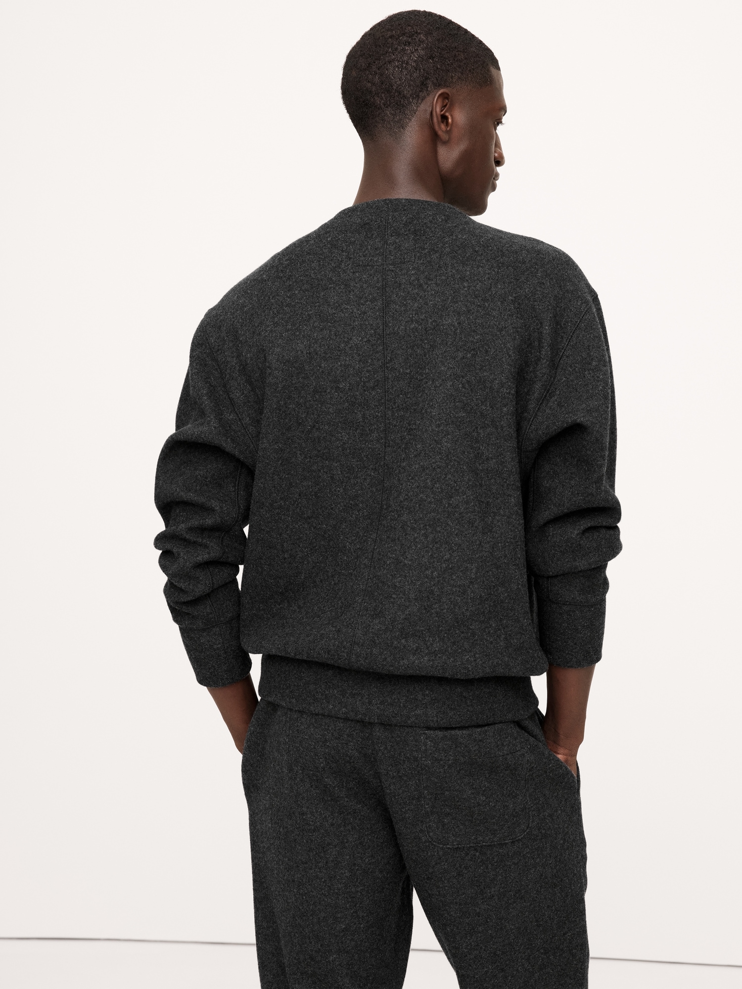 Brushed Crew-Neck Sweatshirt With Wool