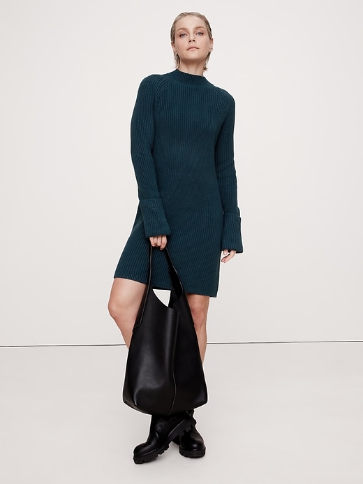 cotton-wool mock-neck mini sweater dress Cotton-Wool Mock-Neck Mini Sweater Dress