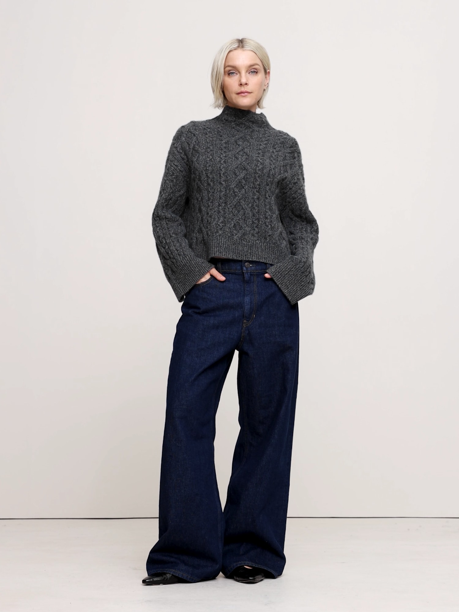 Image number 2 showing, Cashmere Cable-Knit Sweater with Vented Back