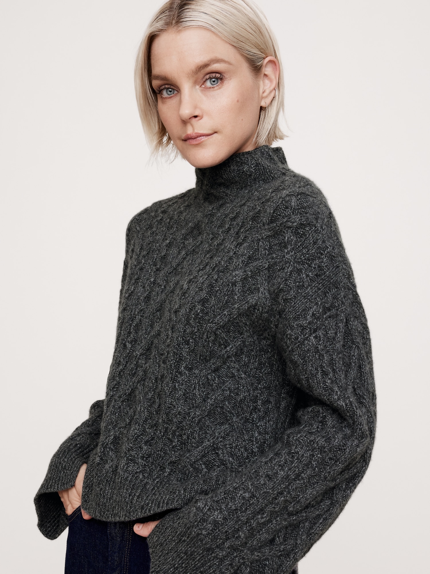 Cashmere Cable-Knit Sweater with Vented Back