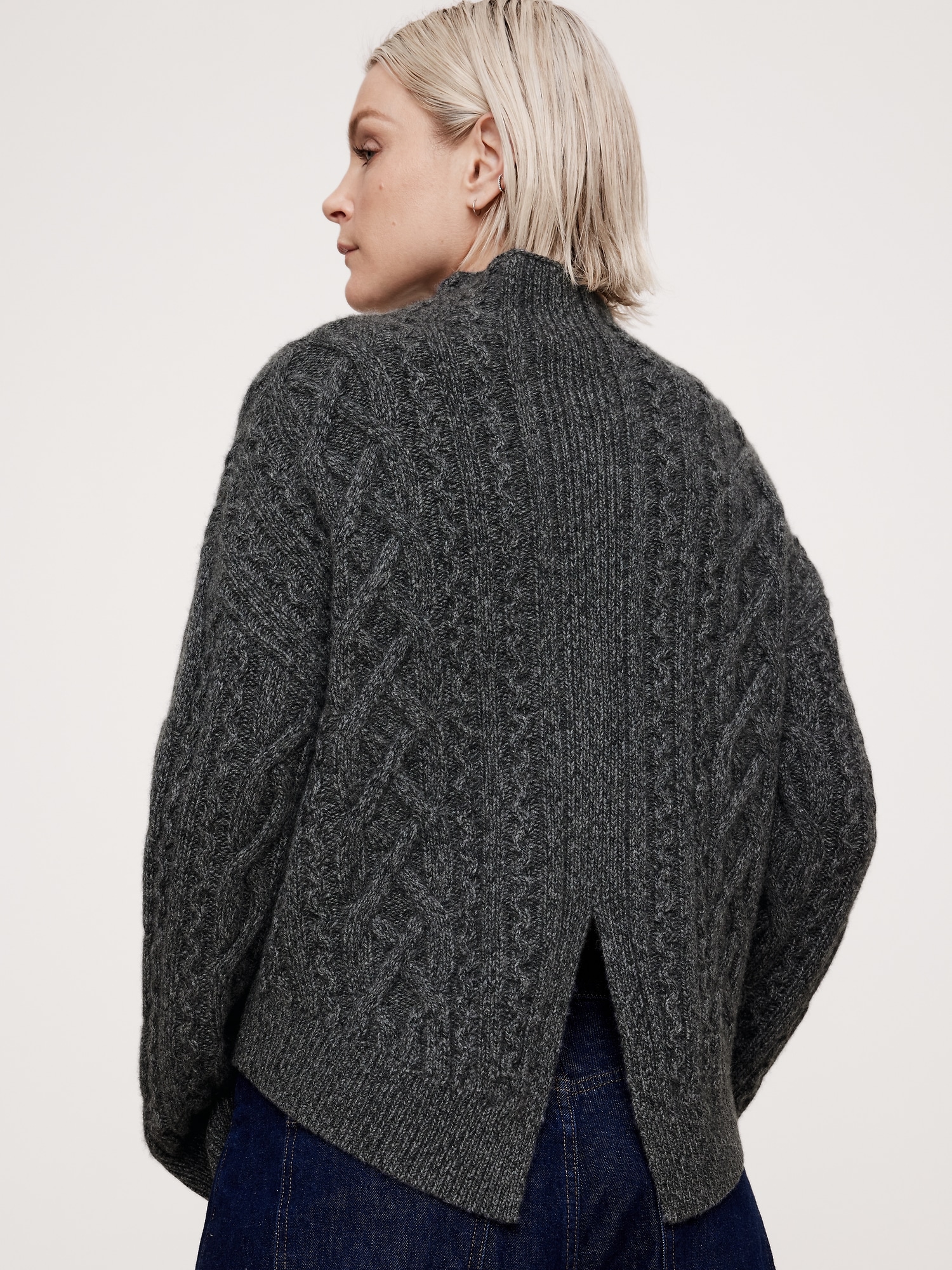 Cashmere Cable-Knit Sweater with Vented Back