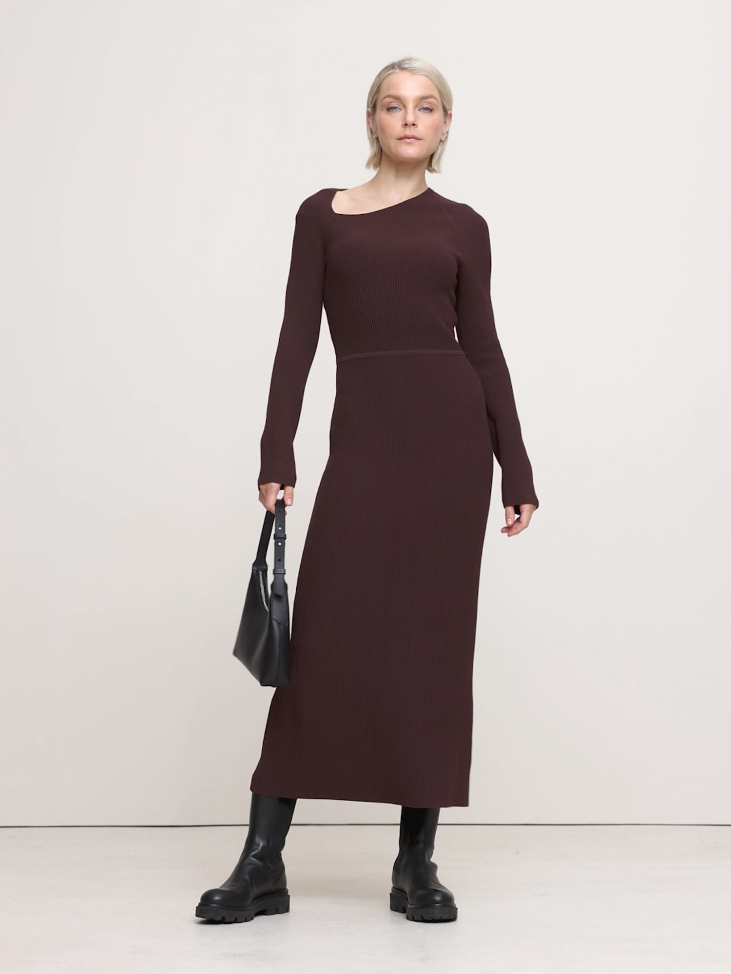 Image number 2 showing, Sculpted Slash-Neck Midi Dress