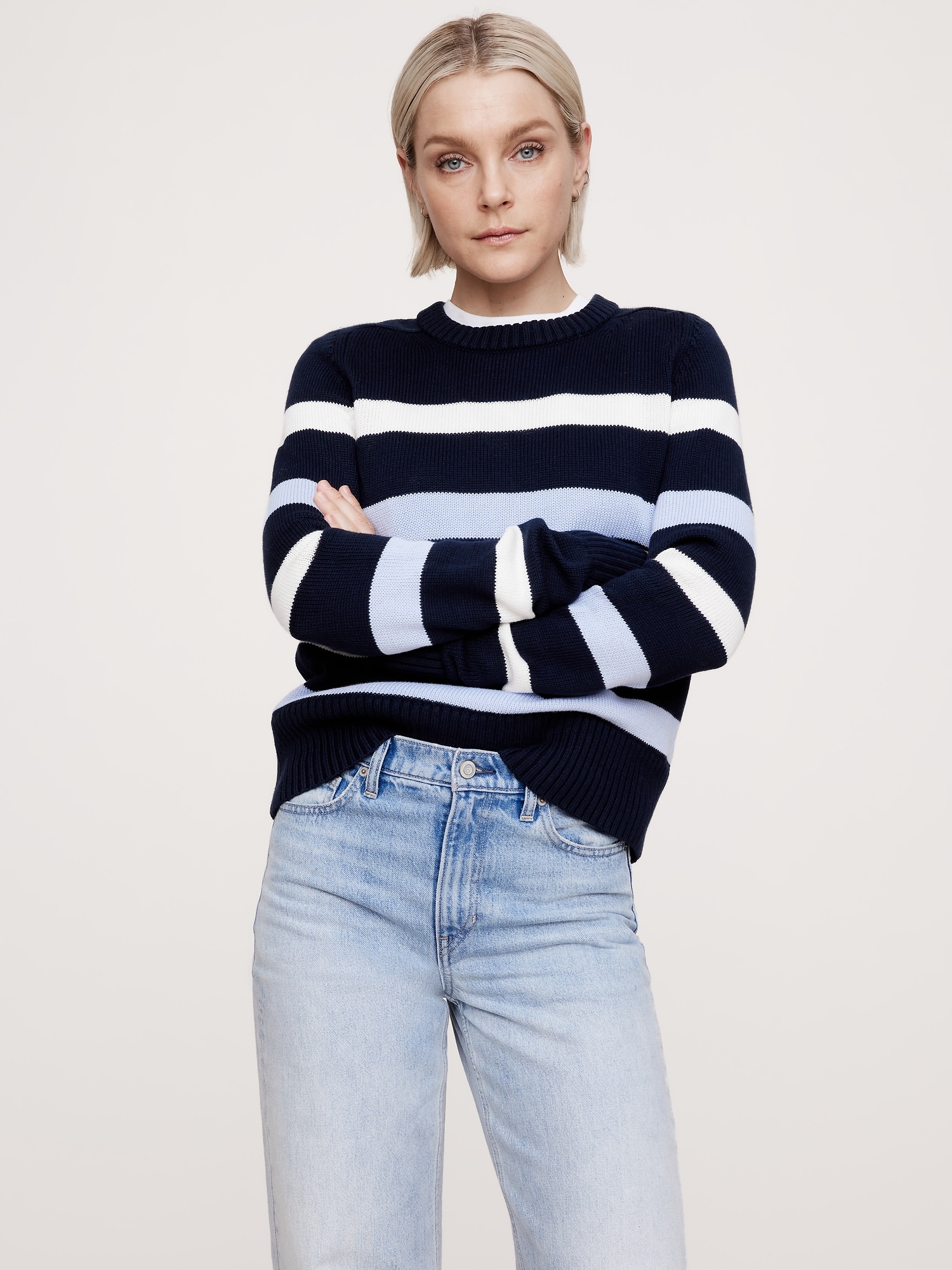 Cotton-Silk Crew-Neck Sweater