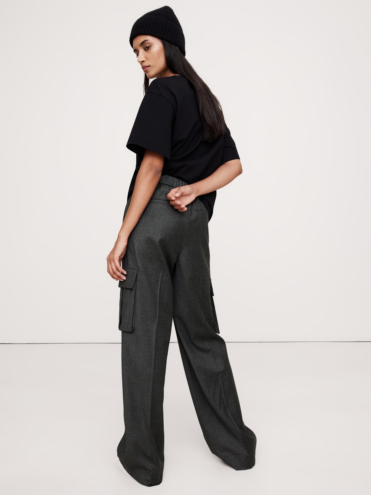 Pull-On Wool Flannel Cargo Pant