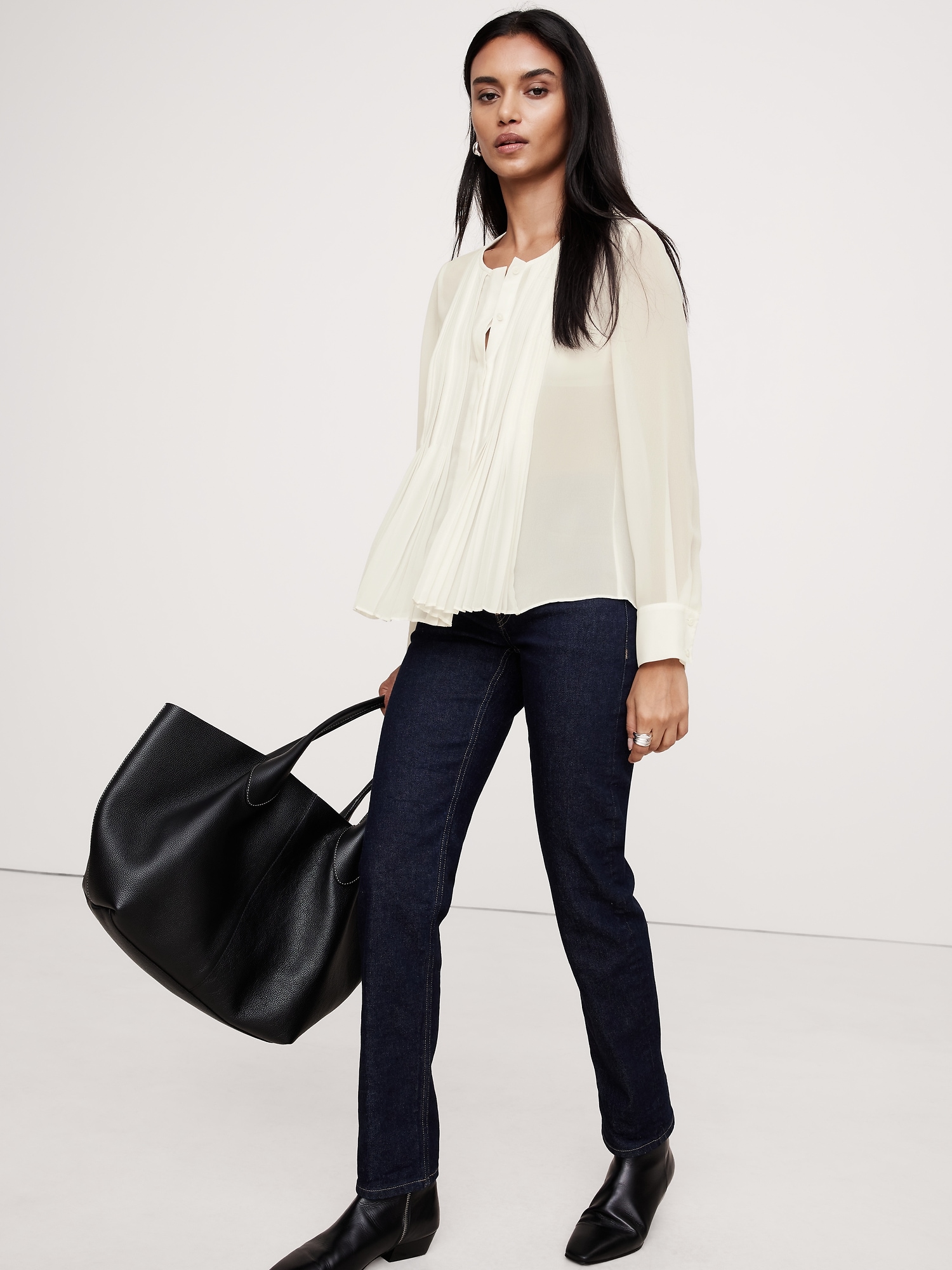 Georgette Sheer Pintuck Shirt