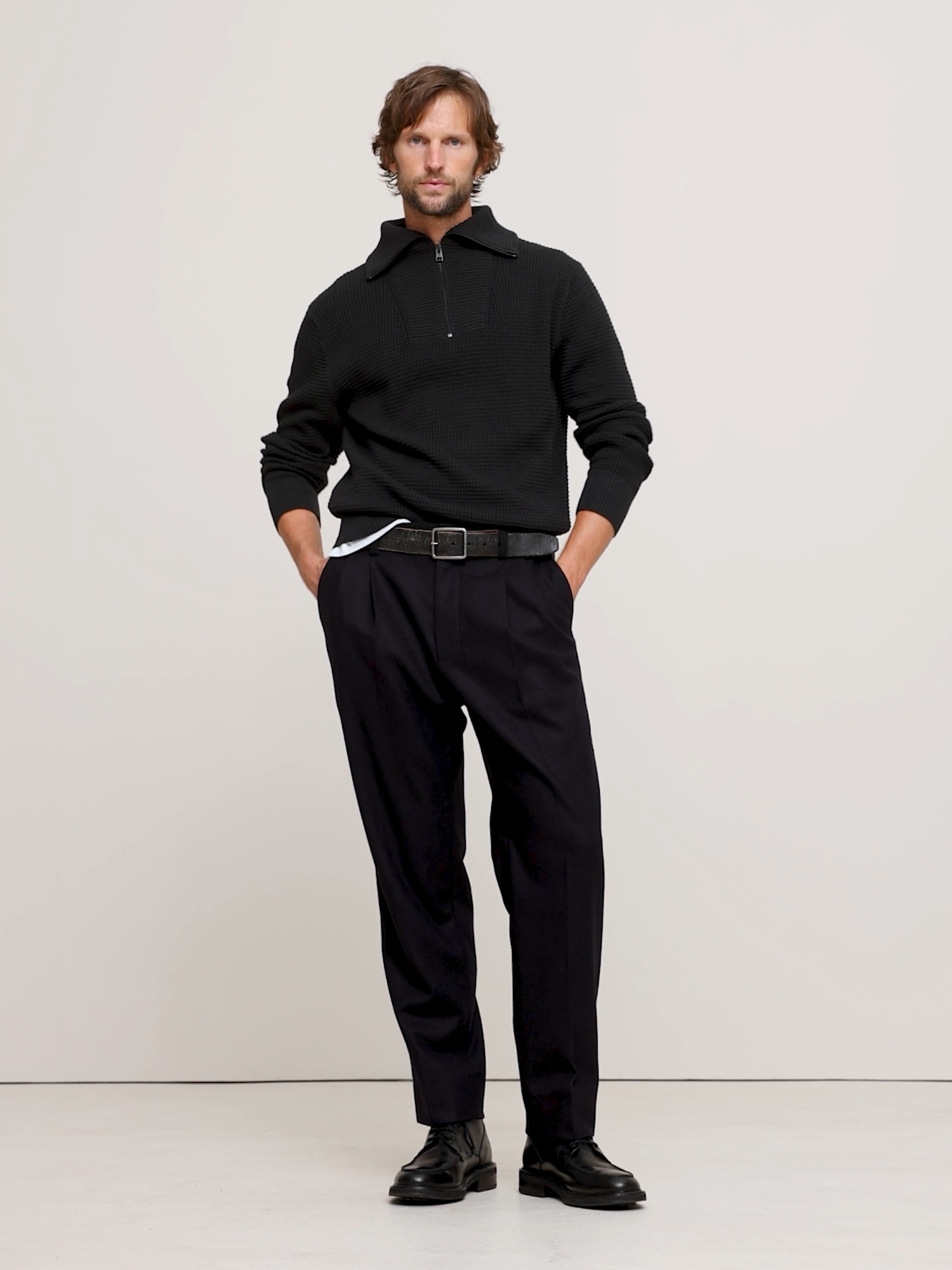 Image number 2 showing, Cotton Waffle-Knit Half-Zip Sweater
