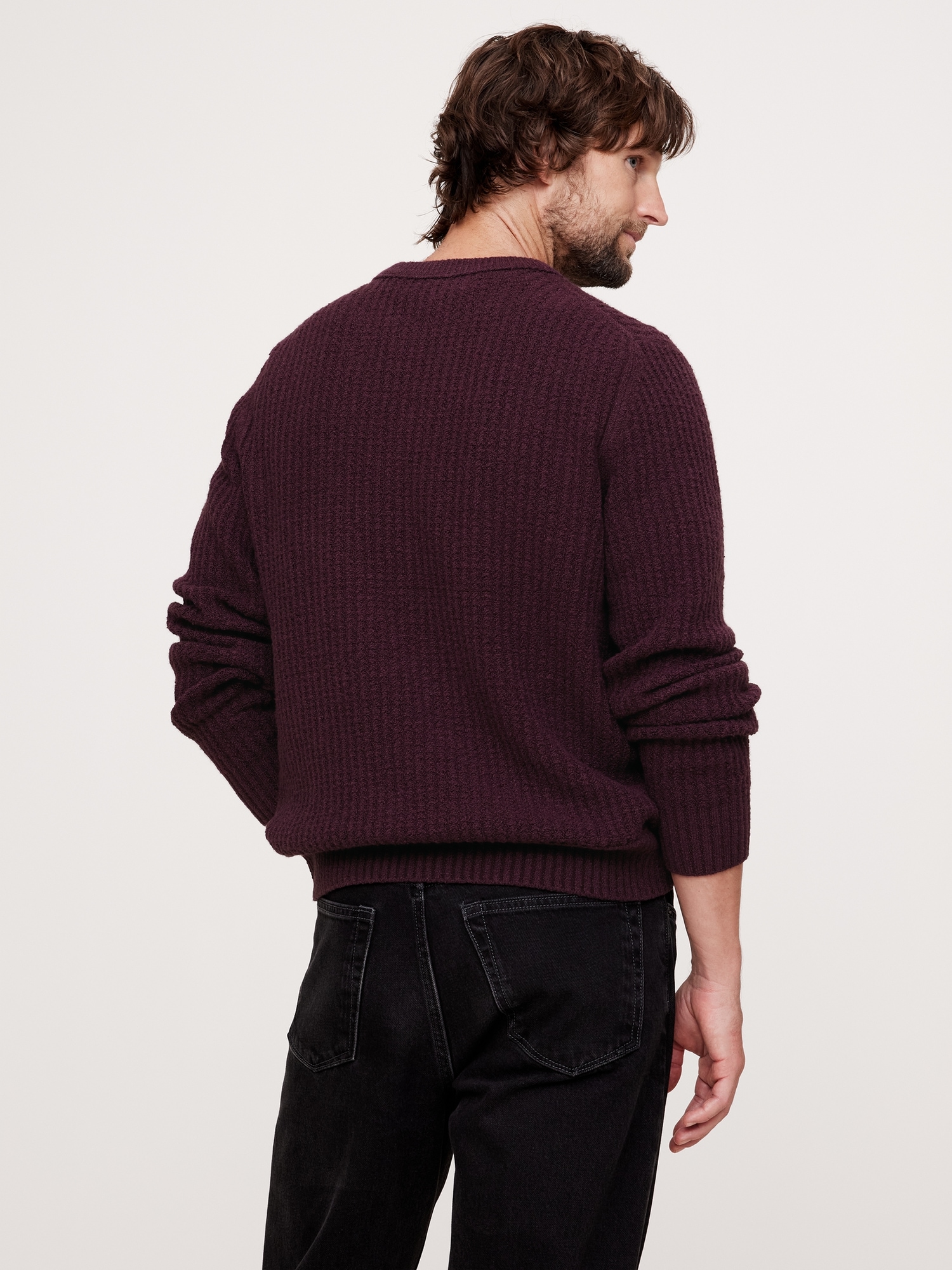 Ribbed Bouclé Crew-Neck Sweater