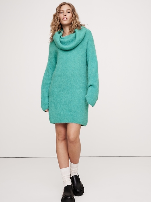 Oversized Fuzzy Alpaca Blend Sweater Dress Banana Republic