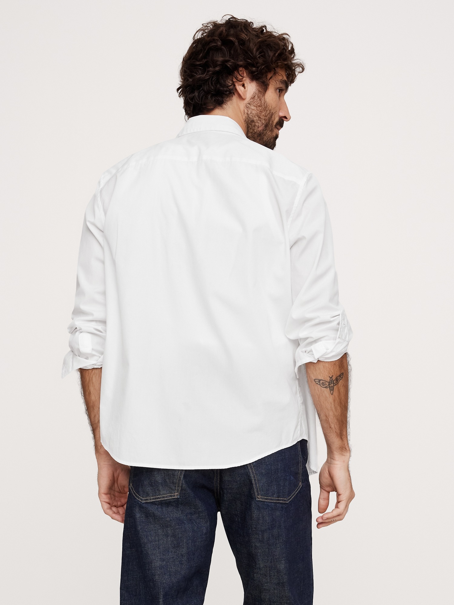 Мужская рубашка Banana Republic Standard-Fit Washed Cotton Poplin, цвет: Белый — фото 2
