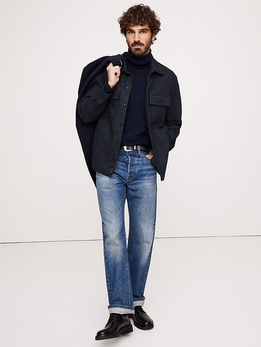 Standard-Fit Herringbone Jacquard Shirt Jacket | Banana Republic