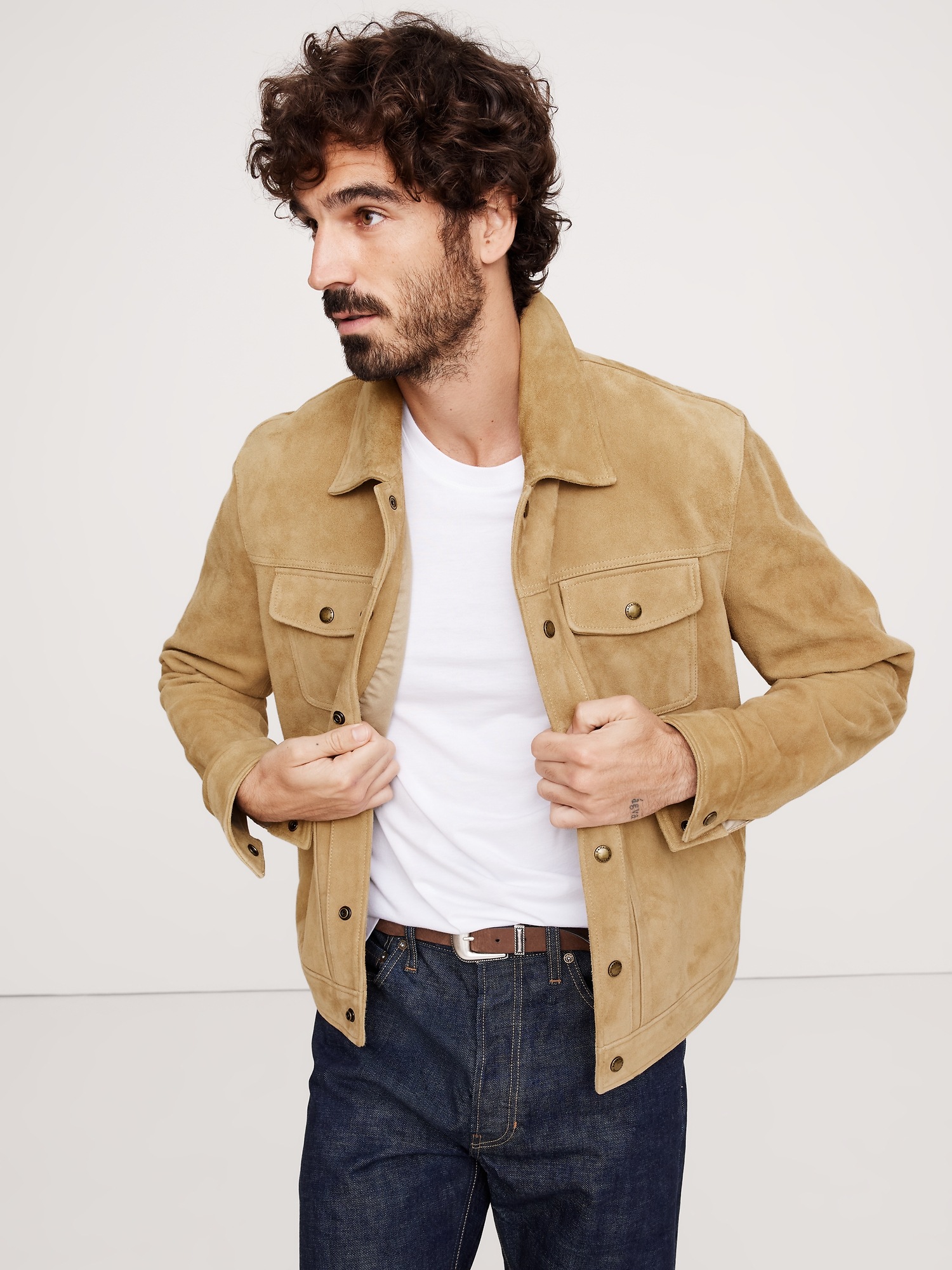 Genuine Suede Trucker Jacket Banana Republic