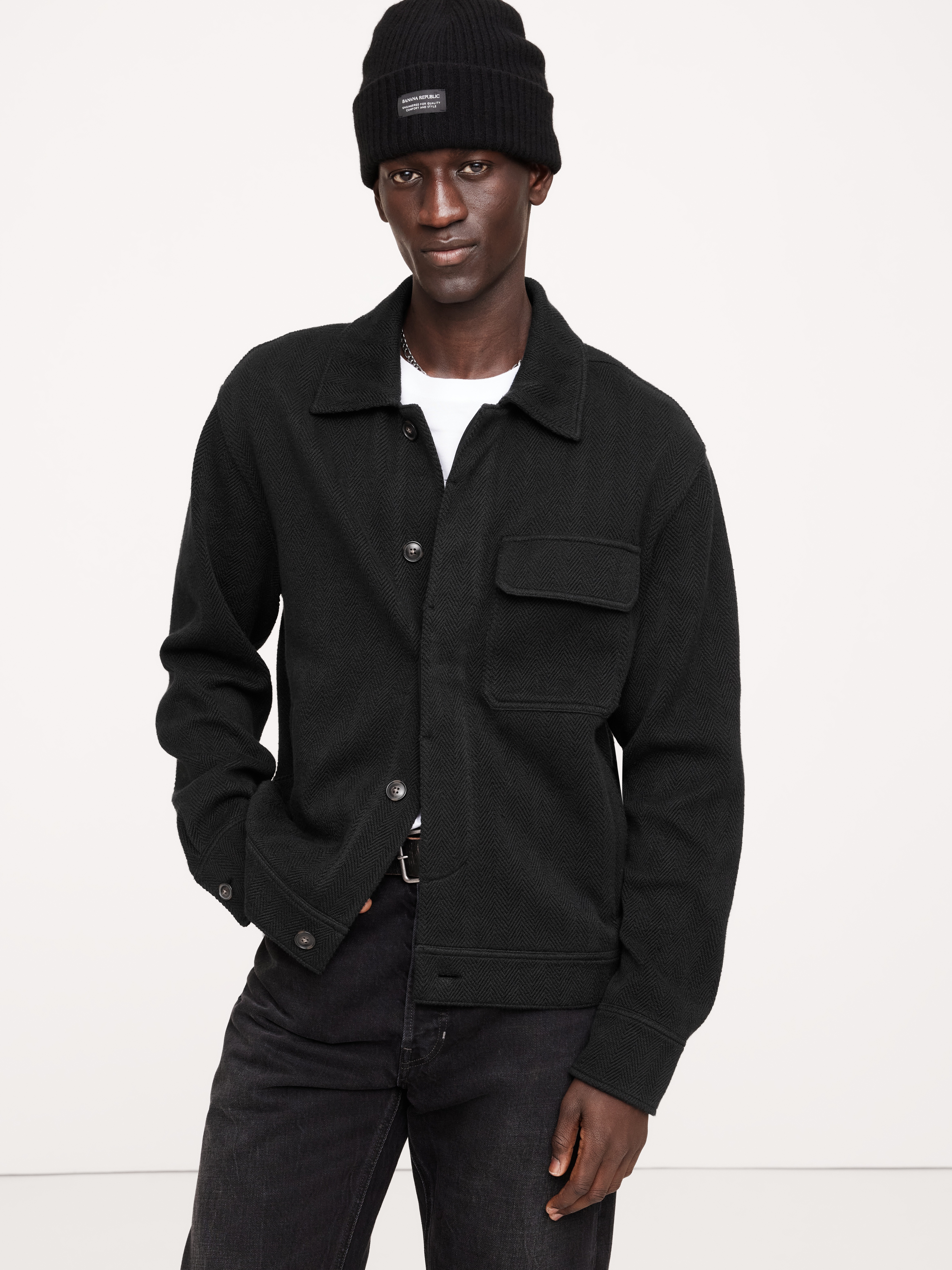 French Terry Shirt Jacket | Banana Republic