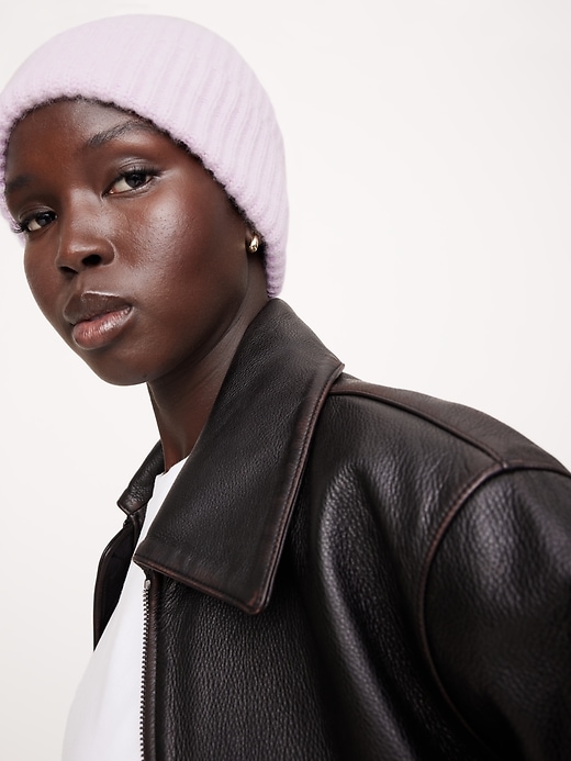 BANANA REPUBLIC Black Cashmere Knit Beanie Button Detail One Size Merino-Cashmere Beanie | Banana Republic main image 3