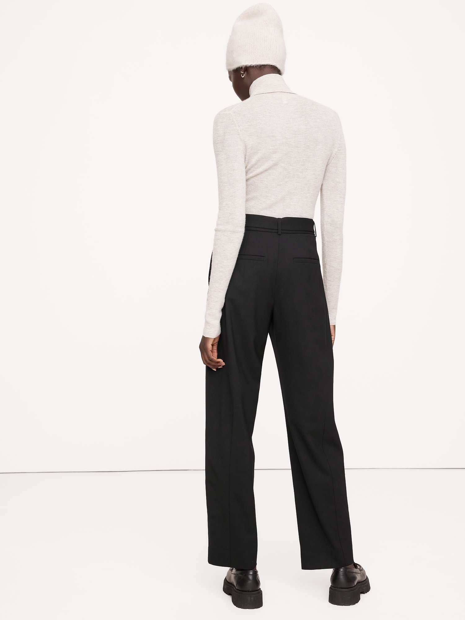 High-Rise Barrel Italian Wool Pant