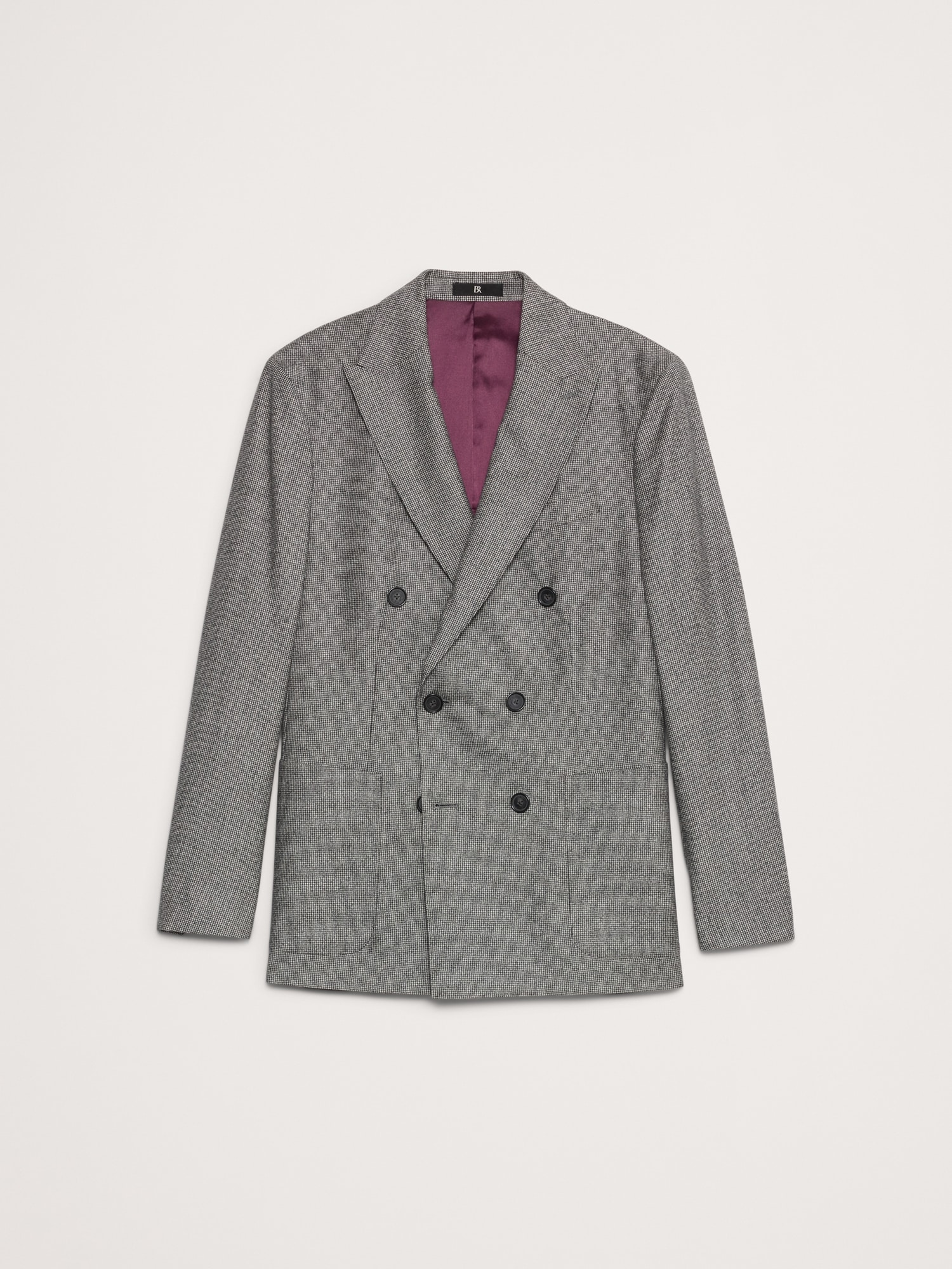 Italian Houndstooth Double-Breasted Suit Jacket