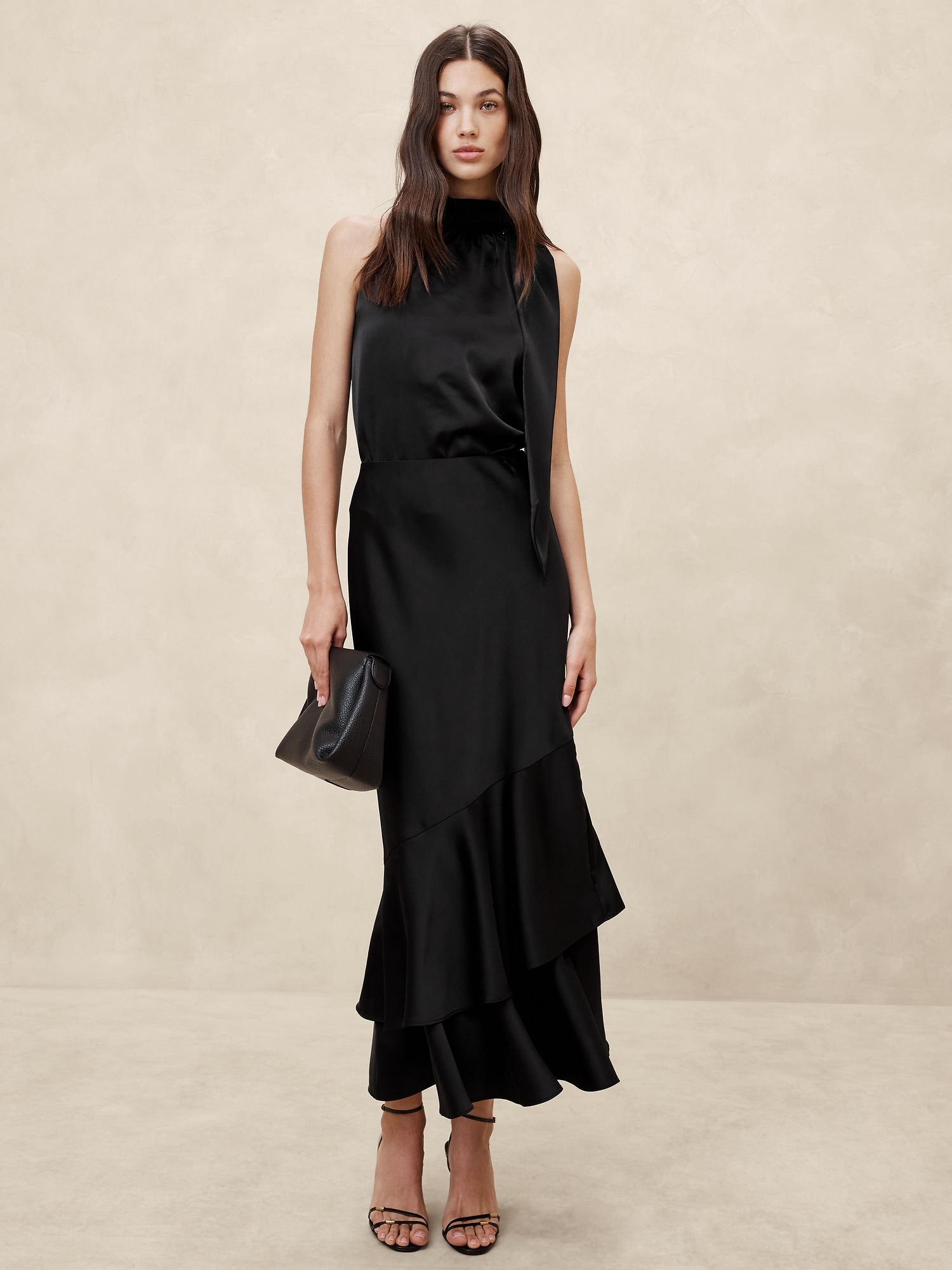 Black Satin Maxi Skirt