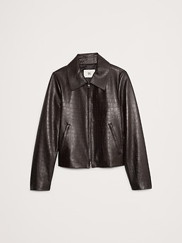 ジャケット・アウター 00s BANANA REPUBLIC cowhide leather JKT Crocodile-Embossed Leather Jacket | Banana Republic