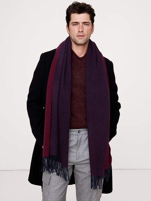 2 of 8 showing, with the color Burgundy Red of product Italian Wool-Cashmere Scarf