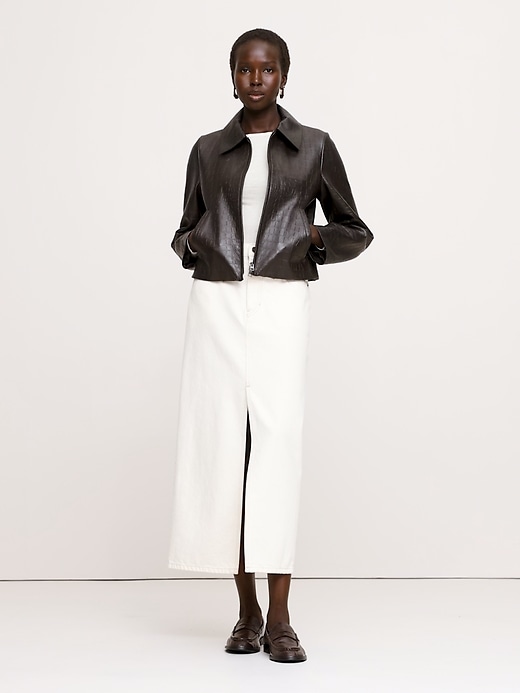 Crocodile-Embossed Leather Jacket | Banana Republic Crocodile-Embossed Leather Jacket | Banana Republic