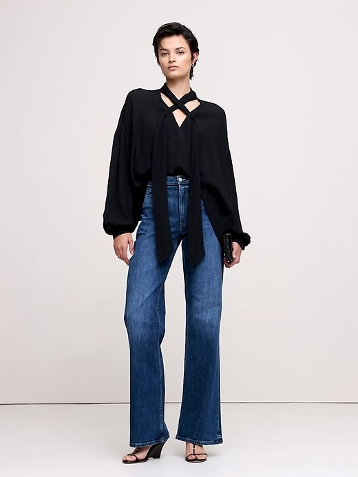 トップス THEREDTHREAD S front cross tops Georgette Cross-Tie Trapeze Top | Banana Republic