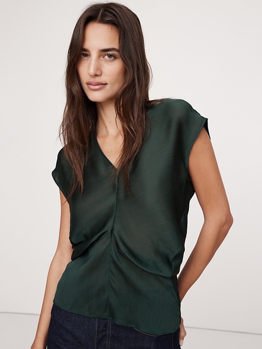 Sheer Crinkle Satin Top | Banana Republic