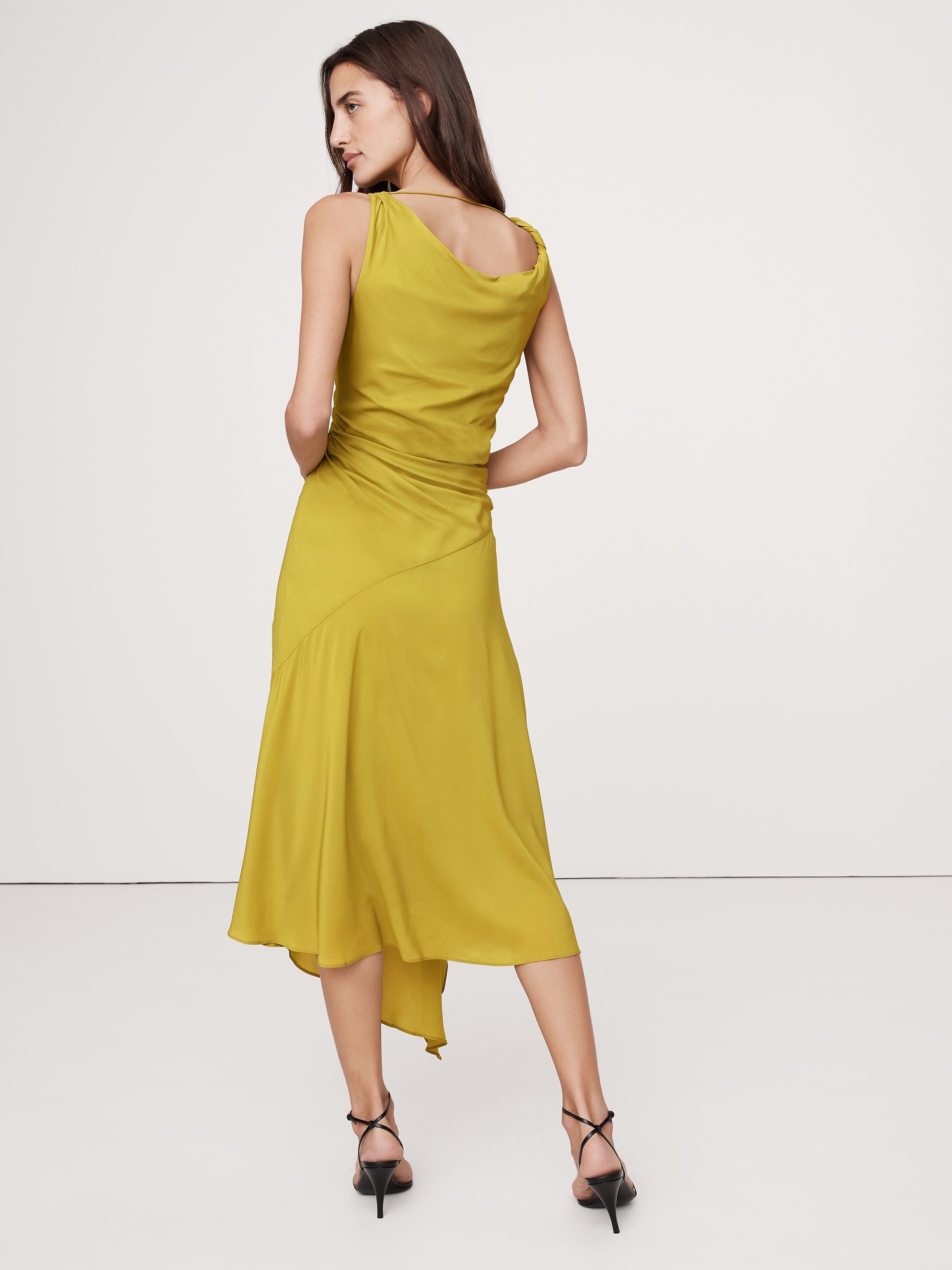 Crepe Twist-Shoulder Dress