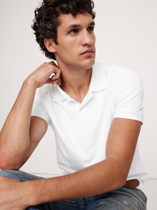 ERECTRICGOLF FIVEBUTTONS POLO WHITE Lサイズ OnCore Men's Classic White Performance Golf Polo Shirt