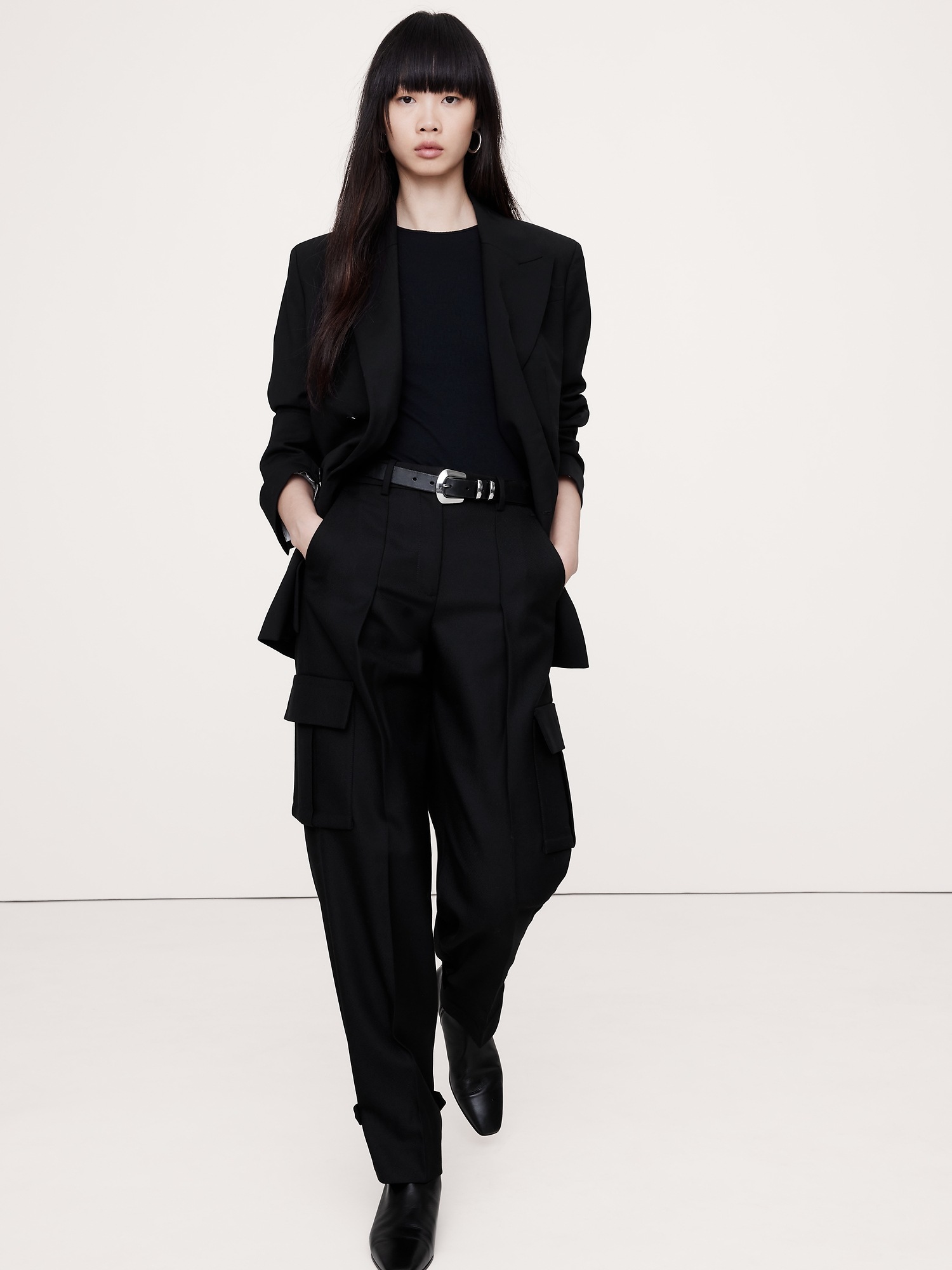 Женская футболка Banana Republic Ribbed Elbow-Sleeve, цвет: Чёрный — фото 3