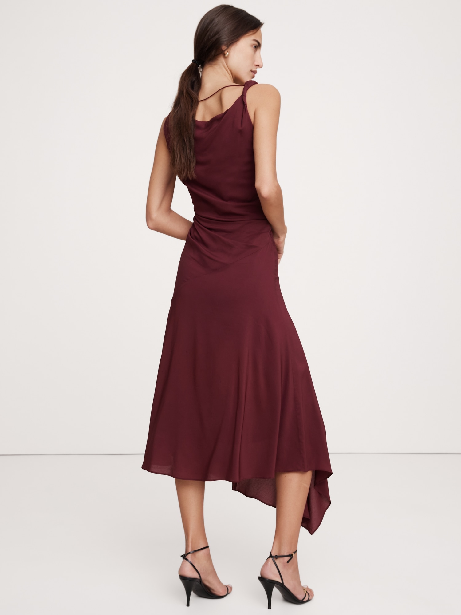 Crepe Twist-Shoulder Dress