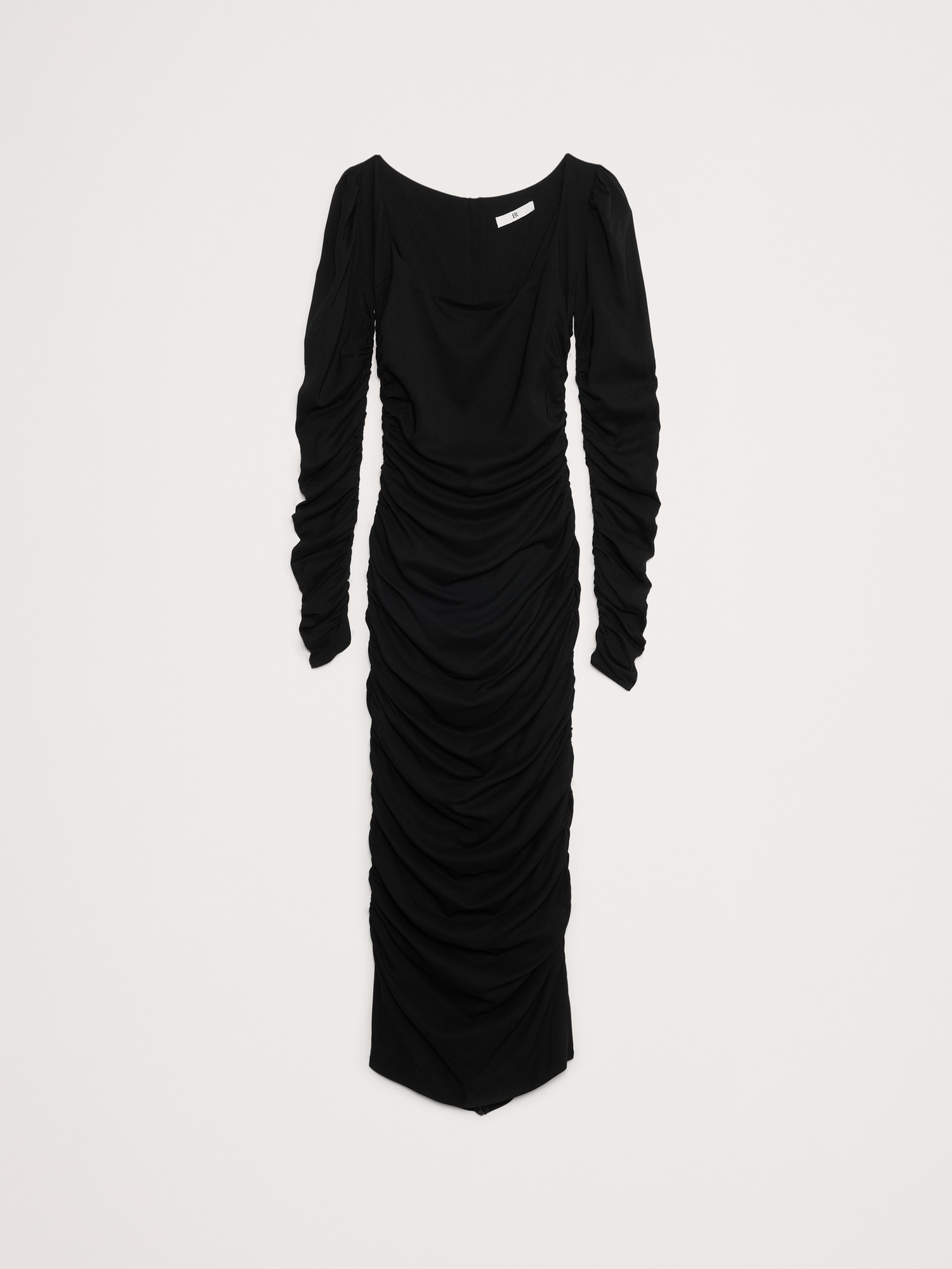 Crepe Ruched Midi Dress