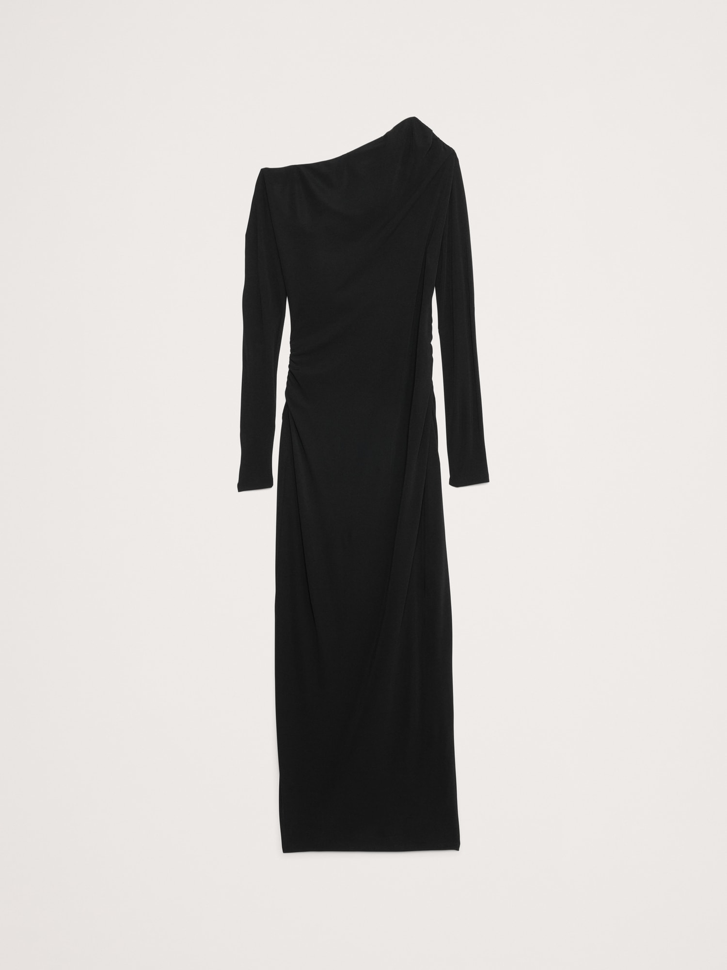 Jersey Knit Asymmetrical Draped Maxi Dress