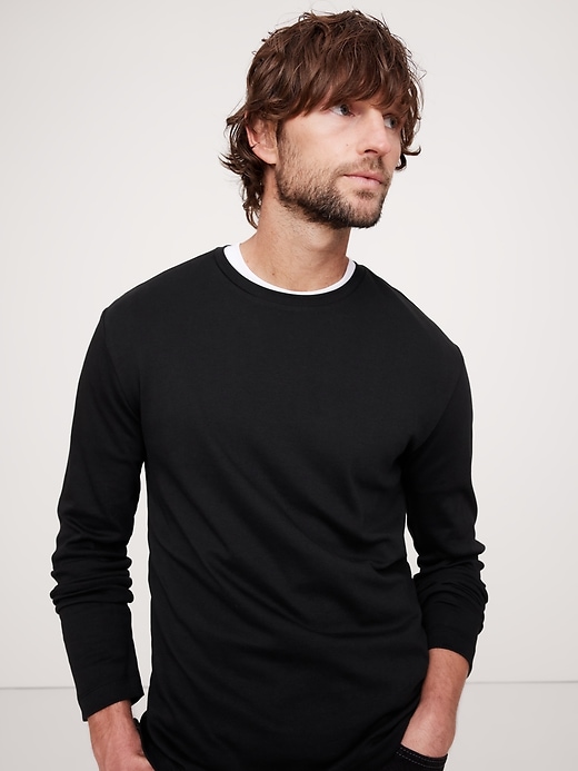 Luxury-Touch Long-Sleeve T-Shirt | Banana Republic