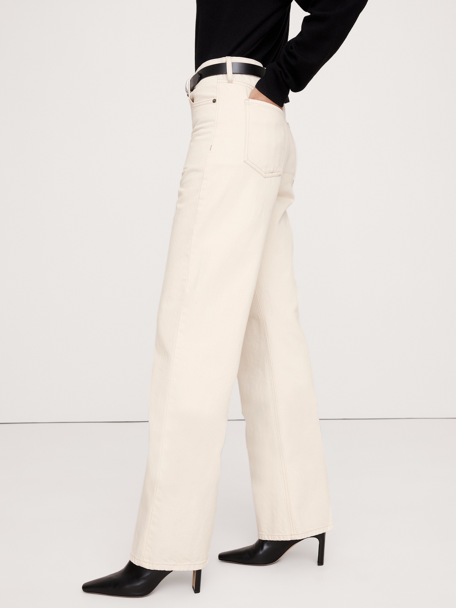 Женские джинсы Banana Republic The Icon Classic Wide-Leg Jean, цвет: Экрю — фото 3