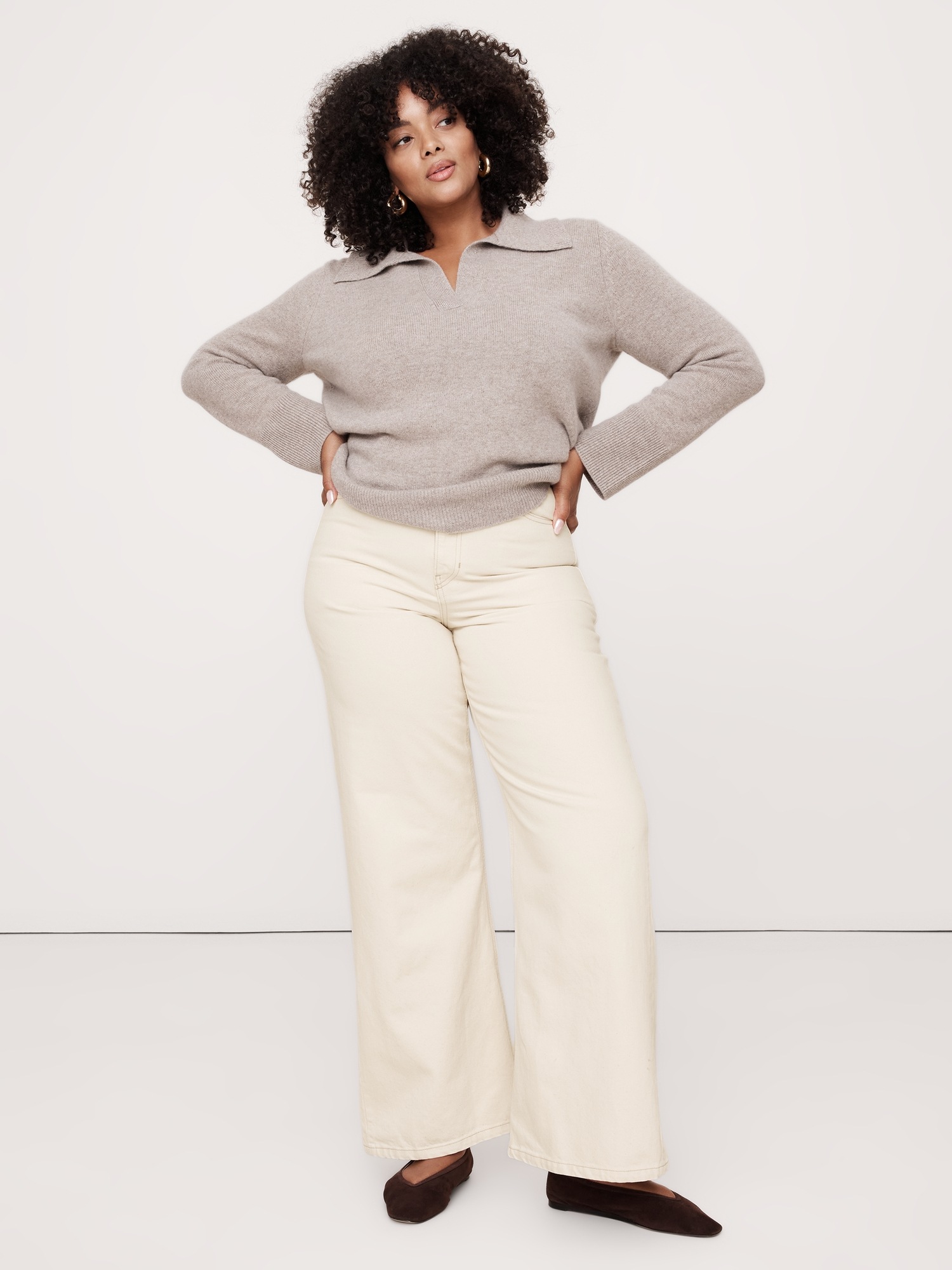 Женские джинсы Banana Republic The Icon Classic Wide-Leg Jean, цвет: Экрю — фото 4