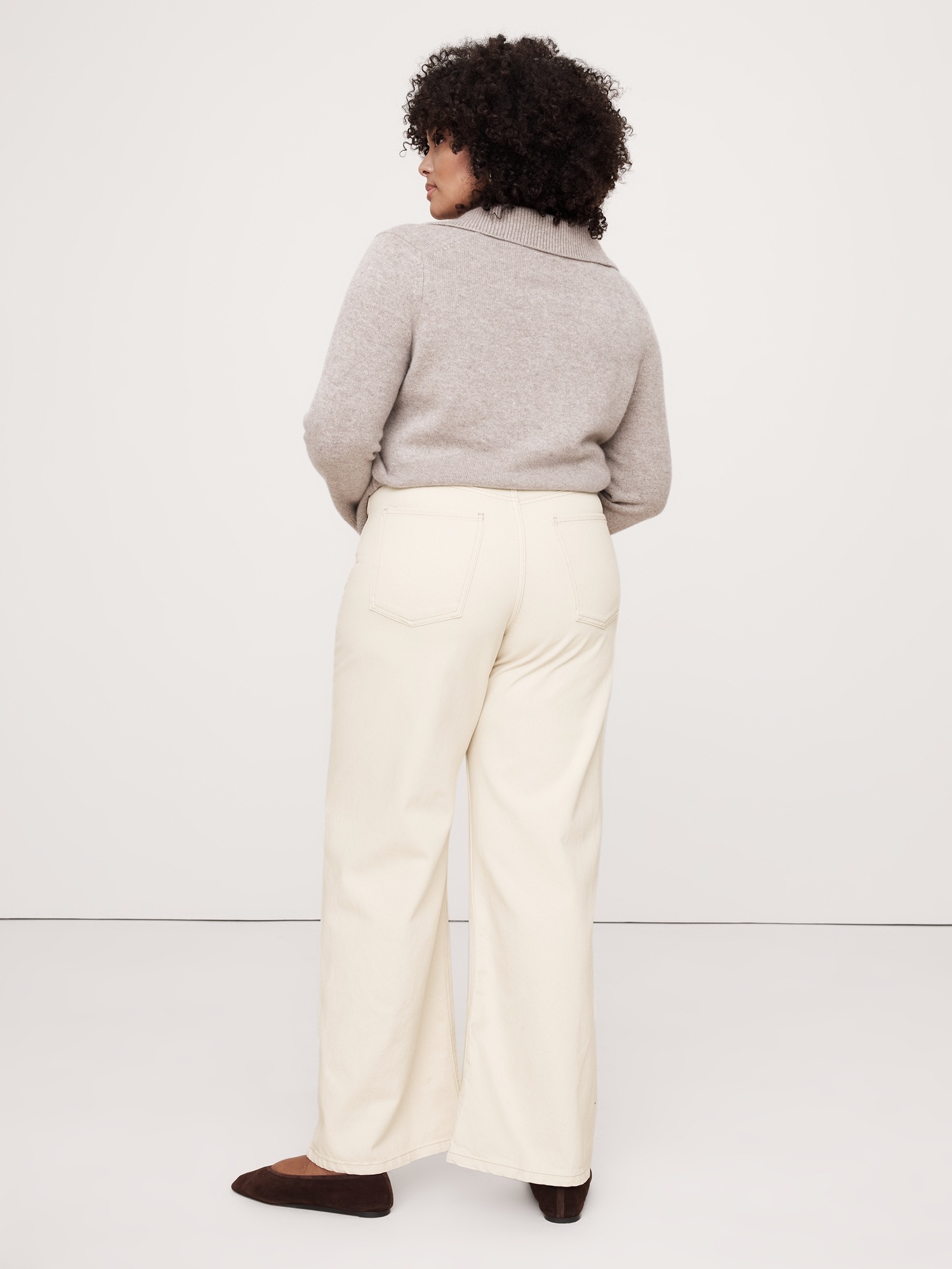 Женские джинсы Banana Republic The Icon Classic Wide-Leg Jean, цвет: Экрю — фото 5