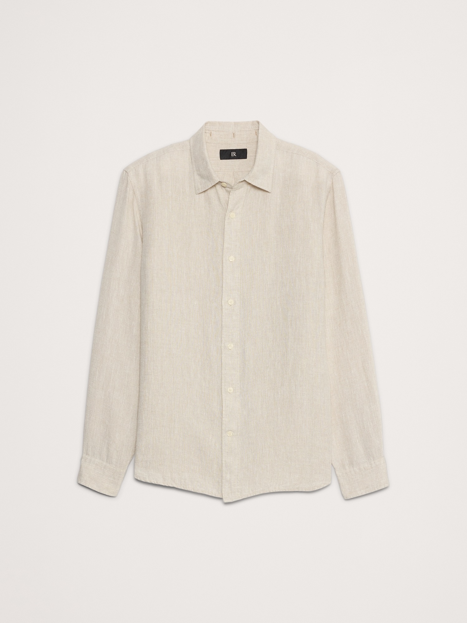 Мужская рубашка Banana Republic Slim-Fit Linen, цвет: Натуральный бежевый — фото 4