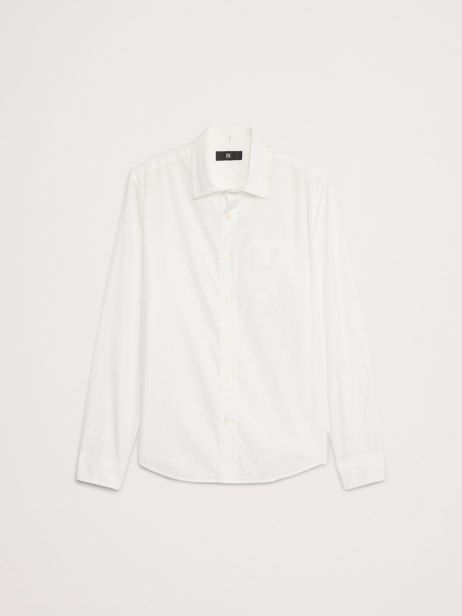 Мужская рубашка Banana Republic Standard-Fit Washed Cotton Poplin, цвет: Белый — фото 4