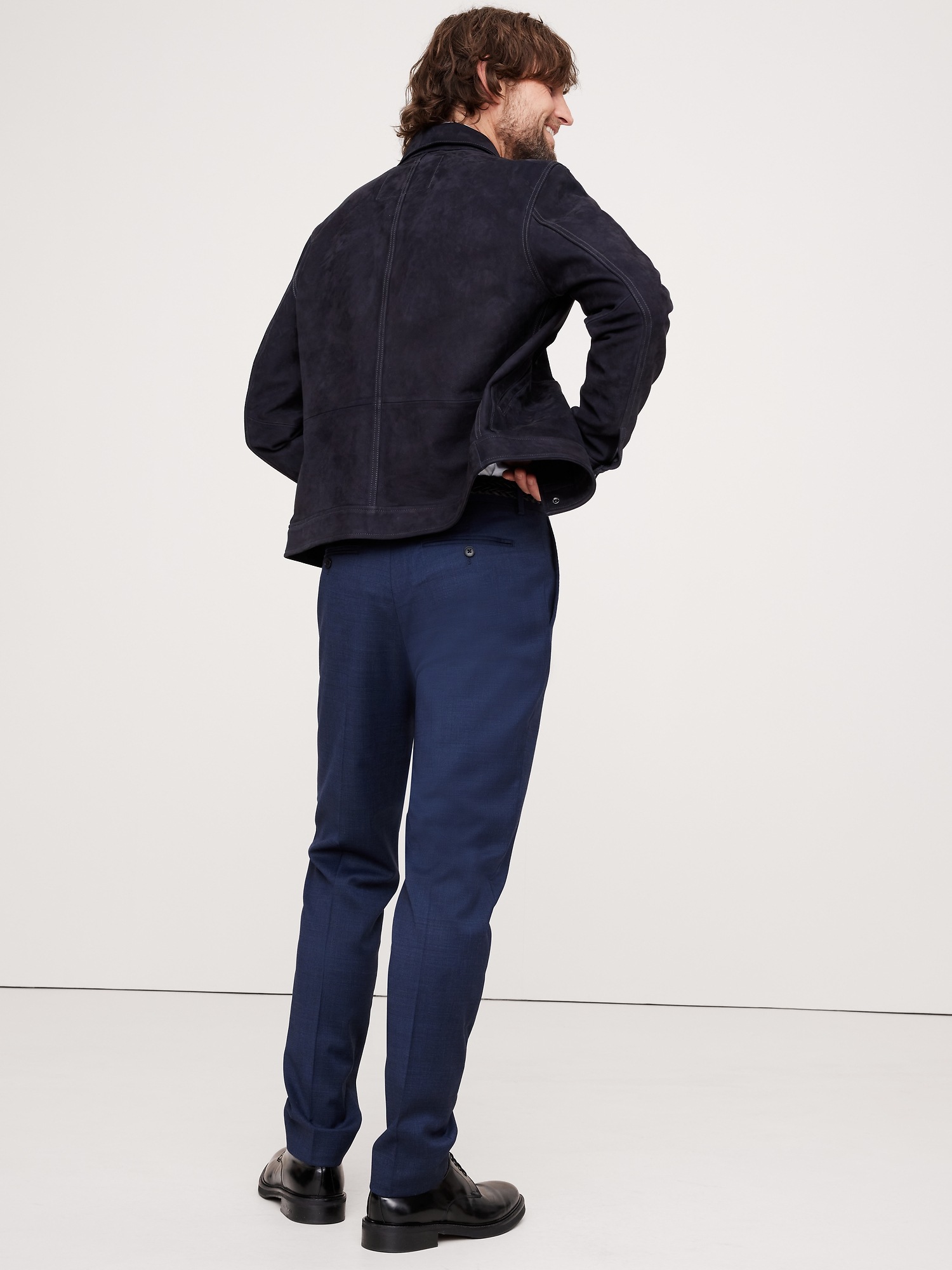 Мужские брюки Banana Republic Signature Italian Nailhead Suit Pant, цвет: Синий — фото 2