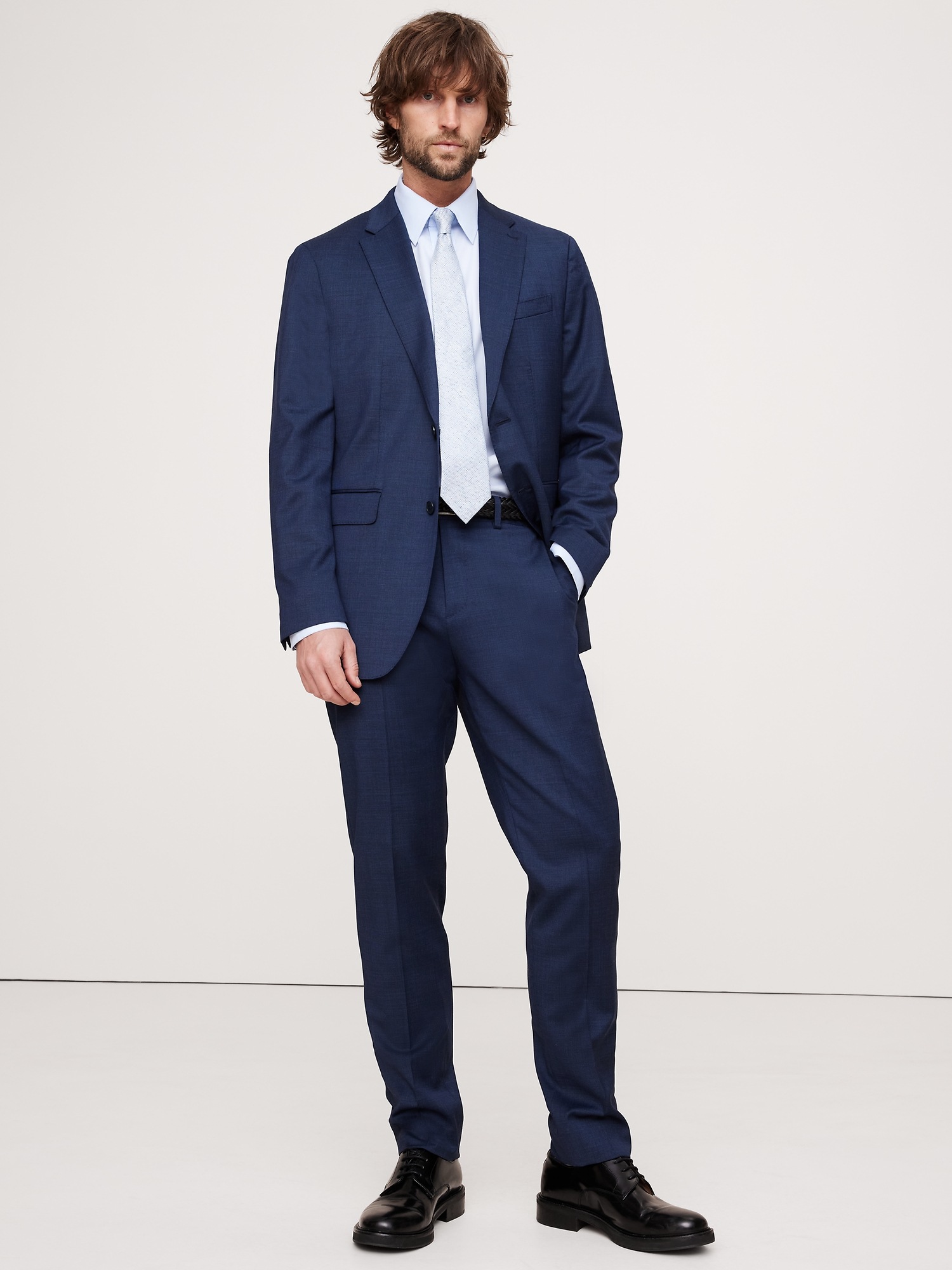 Мужские брюки Banana Republic Signature Italian Nailhead Suit Pant, цвет: Синий — фото 5
