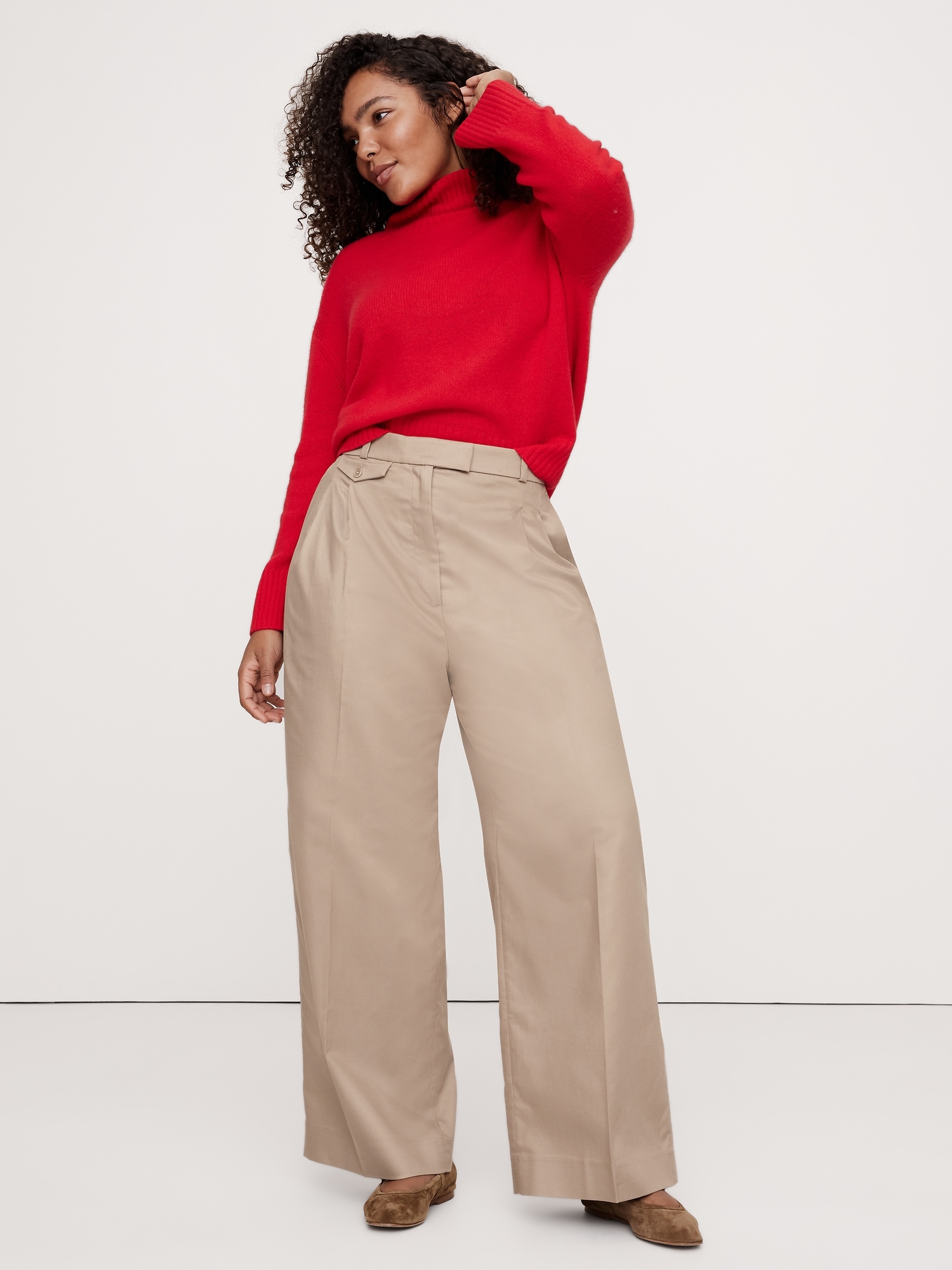 Carmel Pleated Wide-Leg Pant