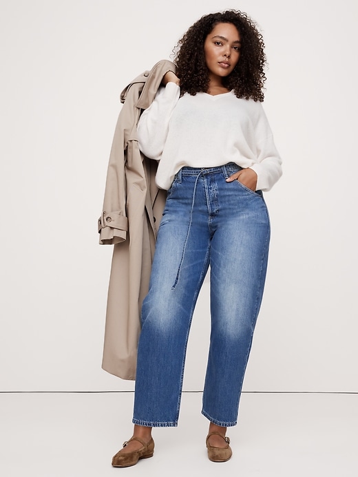 High-Rise Rigid Bow Jean | Banana Republic
