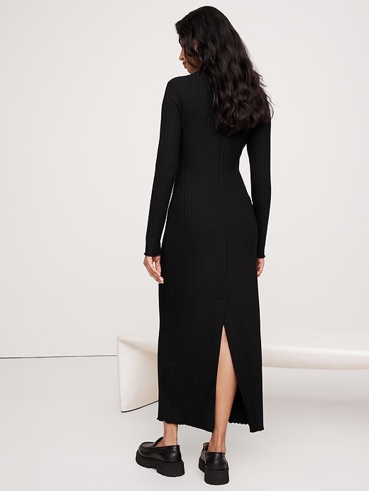Wide Ribbed Turtleneck Maxi Dress | Banana Republic