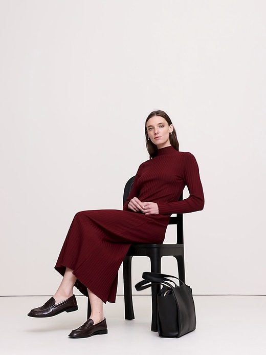 Wide Ribbed Turtleneck Maxi Dress | Banana Republic