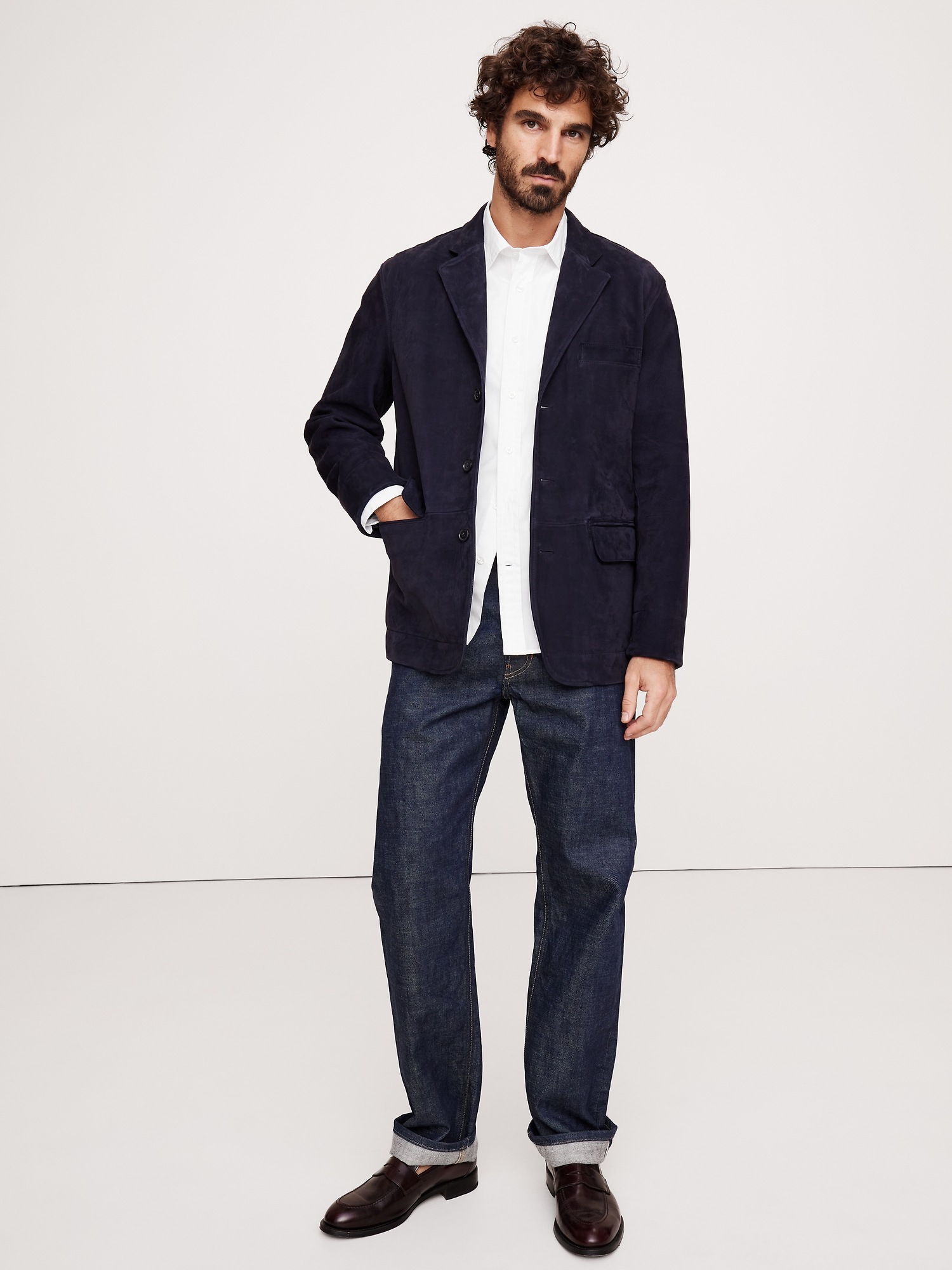 Мужская рубашка Banana Republic Standard-Fit Washed Cotton Poplin, цвет: Белый — фото 3